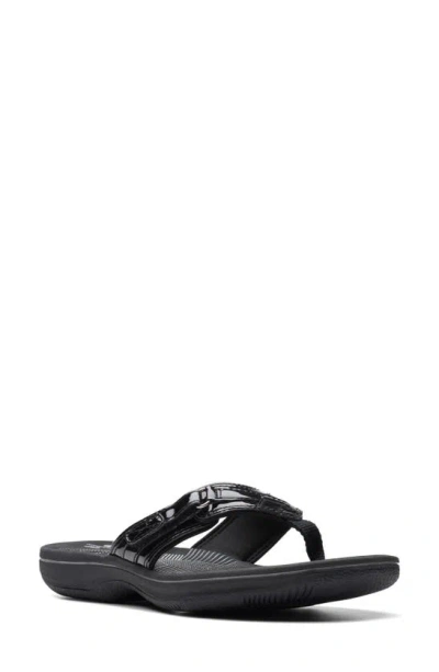 Clarks Breeze Sea Flip Flop Sandal In Black Patent