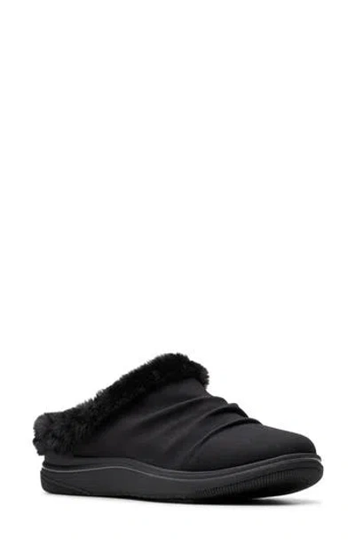 Clarks ® Breeze Willow Faux Fur Trim Slipper In Black