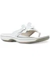 Clarks Brinkley Flora Womens Faux Leather Snake Print Thong Sandals In White