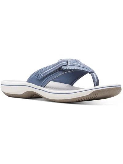 Clarks Brinkley Womens Synthetic Slip On Thong Sandals In Blue