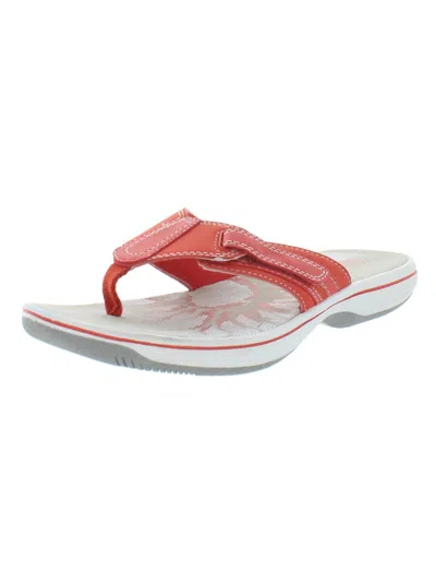 Clarks Brinkley Womens Synthetic Slip On Thong Sandals In Red