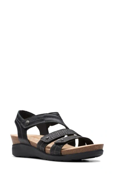 Clarks Women's Calenne Clara Strappy Wedge Sandals In Black