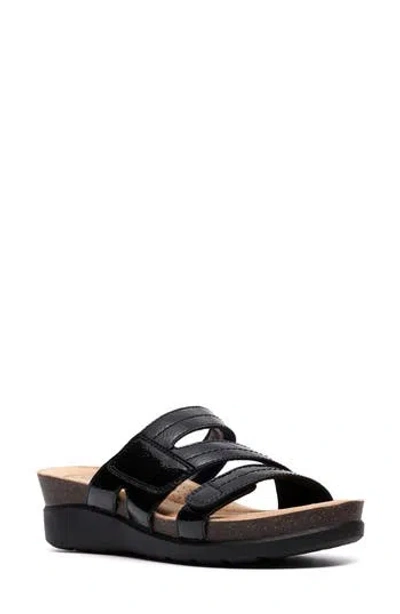 Clarks ® Calenne Holly Wedge Slide Sandal In Black Patent