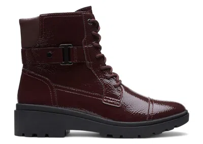 Pre-owned Clarks Calla Dance Patent Leather (women's) Sneakers In Burgundy