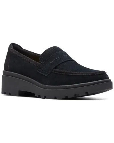 Clarks Calla Ease Suede Flat In Black