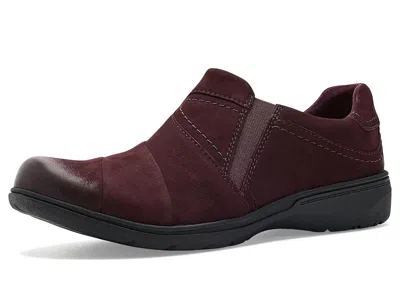 Clarks Carleigh Abby Women's Flat Shoes Merlot Nubuck: 10 B - Medium In Burgundy
