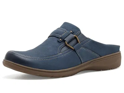 CLARKS CARLEIGH VIOLA WOMEN'S CLOG SHOES DENIM BLUE: 5 B - MEDIUM, LEATHER