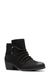 Clarks Charlten Rosa Leather Bootie In Black Nubuck