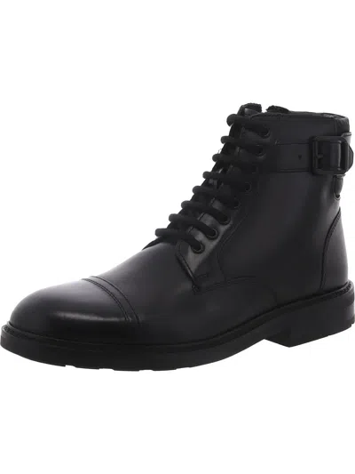 Clarks Clarkdale Hi Mens Leather Zipper Combat & Lace-up Boots In Black