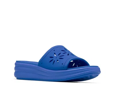 Clarks Cloudsteppers Drift Floral Wedge Sandal In Blue