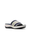 Clarks Cloudsteppers Women's Arla Hollis Slip-on Flat Sandals In Navy Combi Textile