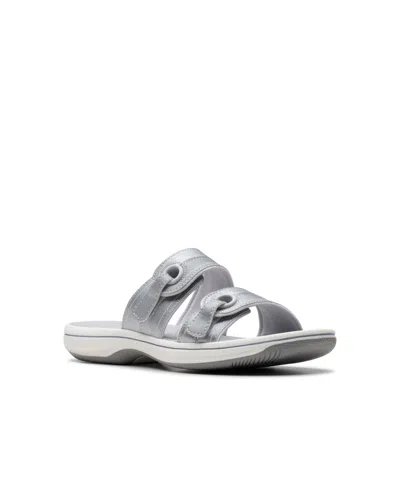 Clarks Cloudsteppers Women's Breeze Maye Slip-on Sandals In Silver