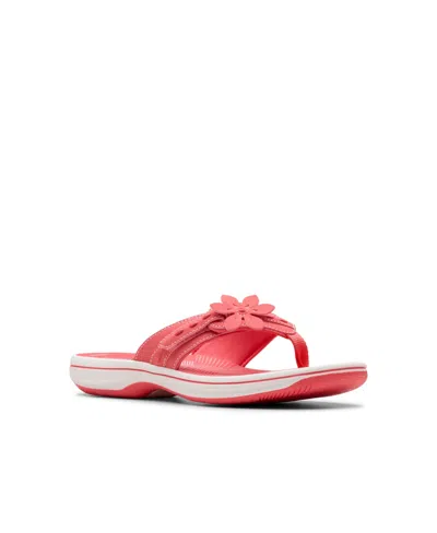 Clarks Cloudsteppers Women's Breeze Opal H Slip-on Sandals In Bright Coral
