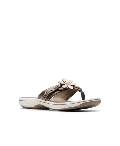 Clarks Cloudsteppers Women's Breeze Opal H Slip-on Sandals In Pewter Synthetic