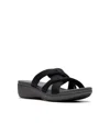 Clarks Cloudsteppers Women's Breeze Rae Cam Slip-on Flat Sandals In Black,gray Textile
