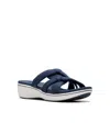 Clarks Cloudsteppers Women's Breeze Rae Cam Slip-on Flat Sandals In Navy Textile