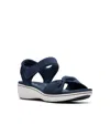 Clarks Cloudsteppers Women's Breeze Rae Sara Riptape Flat Sandals In Navy Textile