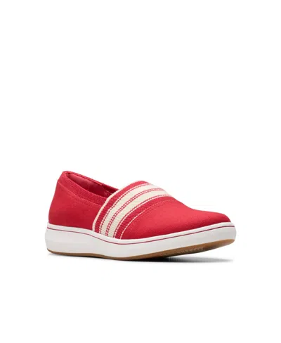 Clarks Cloudsteppers Women's Breeze Sky Mist Slip-on Shoes In Red Textile