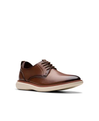 Clarks Collection Men's Brantin Plain Toe Dress Casual Shoes In Dark Tan Leather