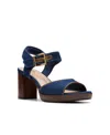 Clarks Collection Women's Ambyrlyn Faye Block Heel Sandals In Dark Denim Textile