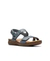 Clarks Collection Women's April Clover Riptape Flat Sandals In Blue Gray Combi Leather