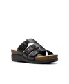 Clarks Collection Women's Calenne Lily Wedge Sandals In Black Leather