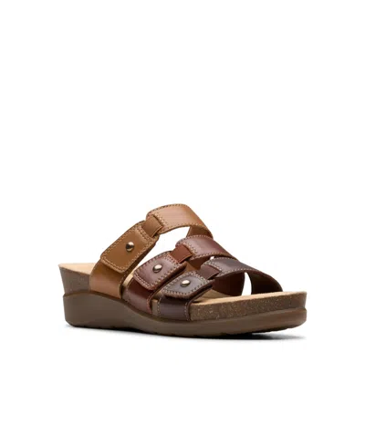 Clarks Collection Women's Calenne Lily Wedge Sandals In Brown Multi Leather