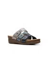 Clarks Collection Women's Calenne Lily Wedge Sandals In Navy Multi Leather