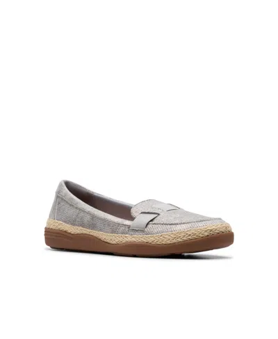 Clarks Collection Women's Elaina Echo Slip-on Shoes In Pewter Metallic Textile