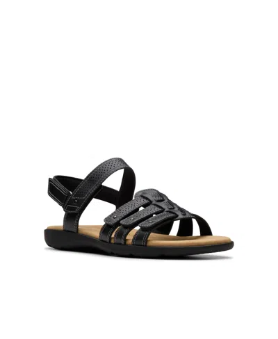 Clarks Collection Women's Elizabelle Kay Riptape Flat Sandals In Black Leather