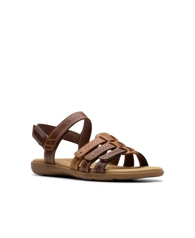 Clarks Collection Women's Elizabelle Kay Riptape Flat Sandals In Brown Multi Leather