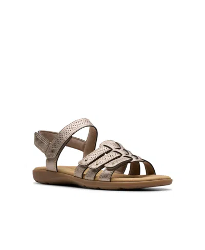 Clarks Collection Women's Elizabelle Kay Riptape Flat Sandals In Taupe Metallic