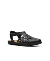 Clarks Collection Women's Elizabelle Mia Riptape Flat Sandals In Black Leather