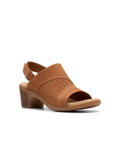Clarks Collection Women's Emily2 Mist Block Heel Sandals In Tan Nubuck