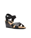 Clarks Collection Women's Emmalae Iris Wedge Sandals In Black Leather