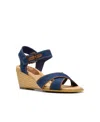 Clarks Collection Women's Emmalae Iris Wedge Sandals In Dark Denim Textile
