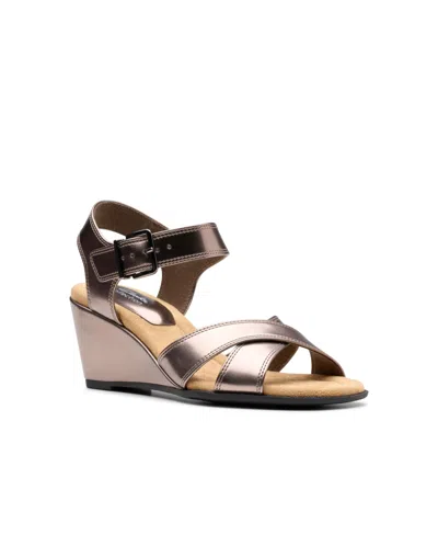 Clarks Collection Women's Emmalae Iris Wedge Sandals In Gun Metal