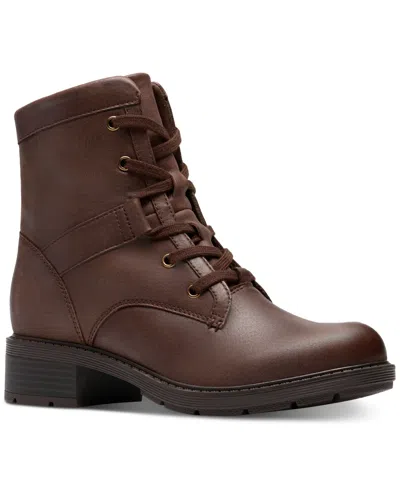 Clarks Collection Women's Hearth Parker Block Heel Booties In Brown