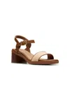 Clarks Collection Women's Jaylan Ray Square Toe Sandals In Natural Interest Leather