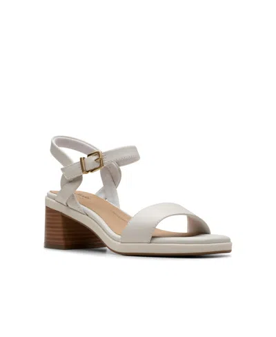 Clarks Collection Women's Jaylan Ray Square Toe Sandals In Off White Leather