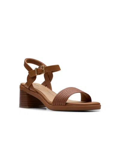 Clarks Collection Women's Jaylan Ray Square Toe Sandals In Tan Interest Leather