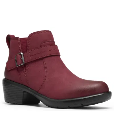 Clarks Collection Women's Kynnzie Rise Zipper Booties In Red Leather