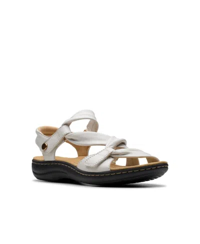 Clarks Collection Women's Laurieann Bell Round Toe Flat Sandals In Off White Leather
