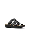 Clarks Collection Women's Laurieann Hope Slip-on Flat Sandals In Black Leather