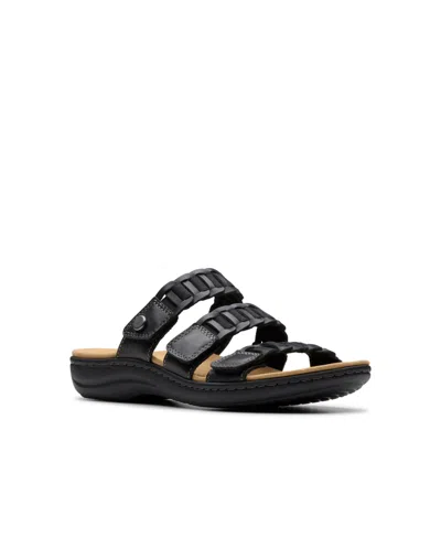 Clarks Collection Women's Laurieann Hope Slip-on Flat Sandals In Black Leather