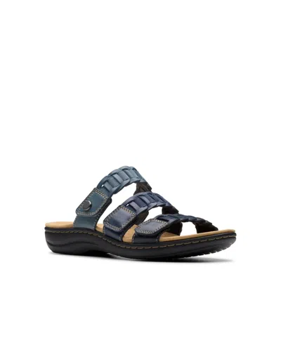 Clarks Collection Women's Laurieann Hope Slip-on Flat Sandals In Navy Multi Leather