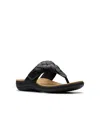 Clarks Collection Women's Laurieann Palm Flip-flop Sandals In Black Leather
