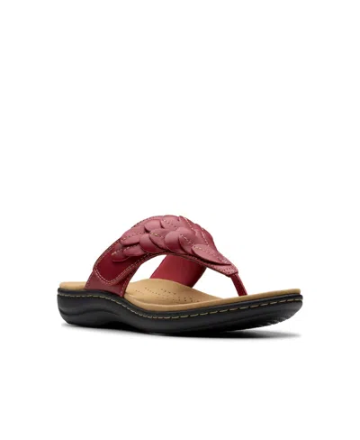 Clarks Collection Women's Laurieann Palm Flip-flop Sandals In Red Leather