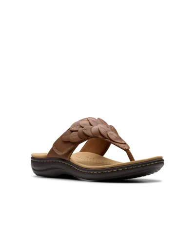 Clarks Collection Women's Laurieann Palm Flip-flop Sandals In Tan Leather