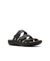 Clarks Collection Women's Laurieann Rio Slip-on Flat Sandals In Black Leather